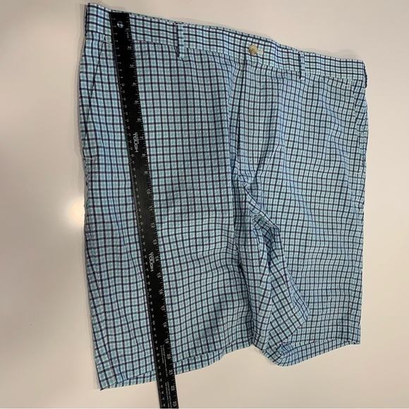 Peter Millar CrownSport Men’s seersucker navy aqua and white plaid short Size 40 - Picture 7 of 11